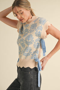 The Cozy in Bloom Knit Sweater-Baby Blue