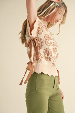 The Cozy in Bloom Knit Sweater-Beige