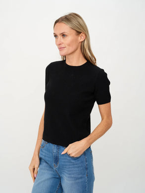 The Cara Short Sleeve Knit-Black