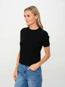 The Cara Short Sleeve Knit-Black