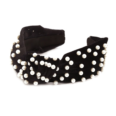 Velvet with Pearls Headband