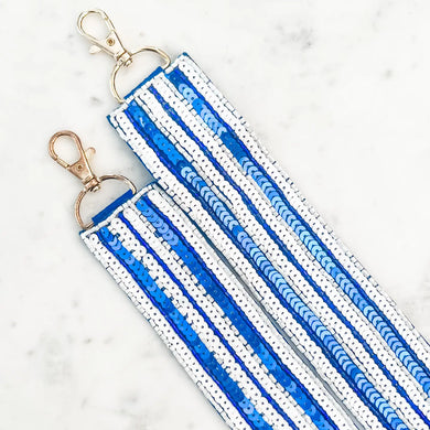 Blue/White Shine On Bag Strap