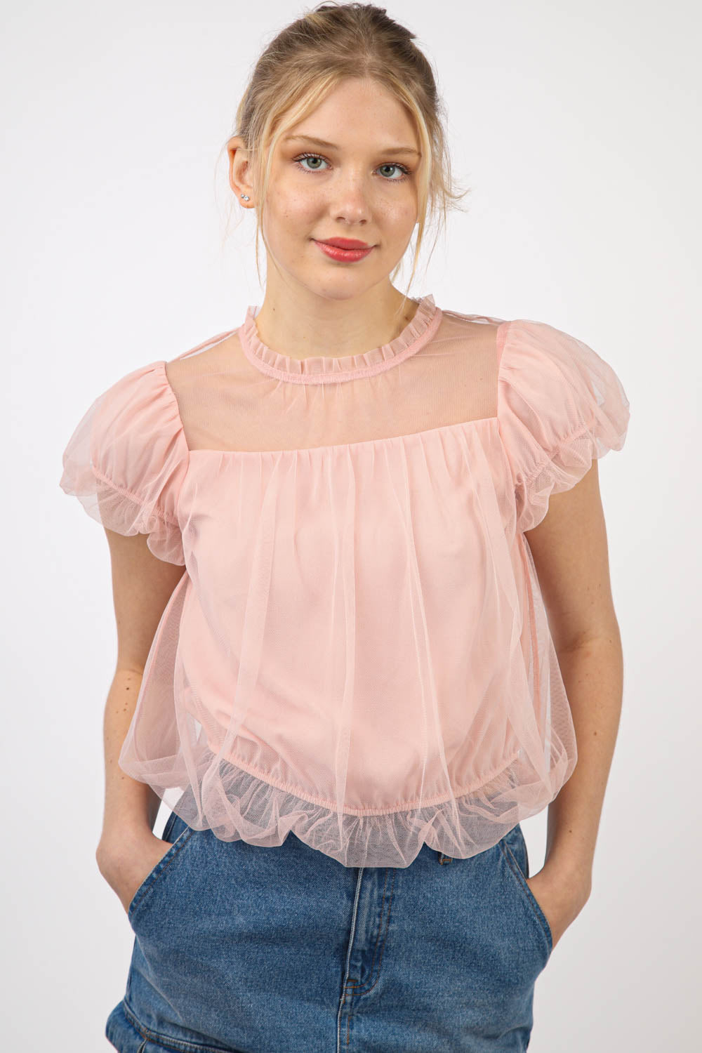 Timeless Beauty Mesh Top-Blush