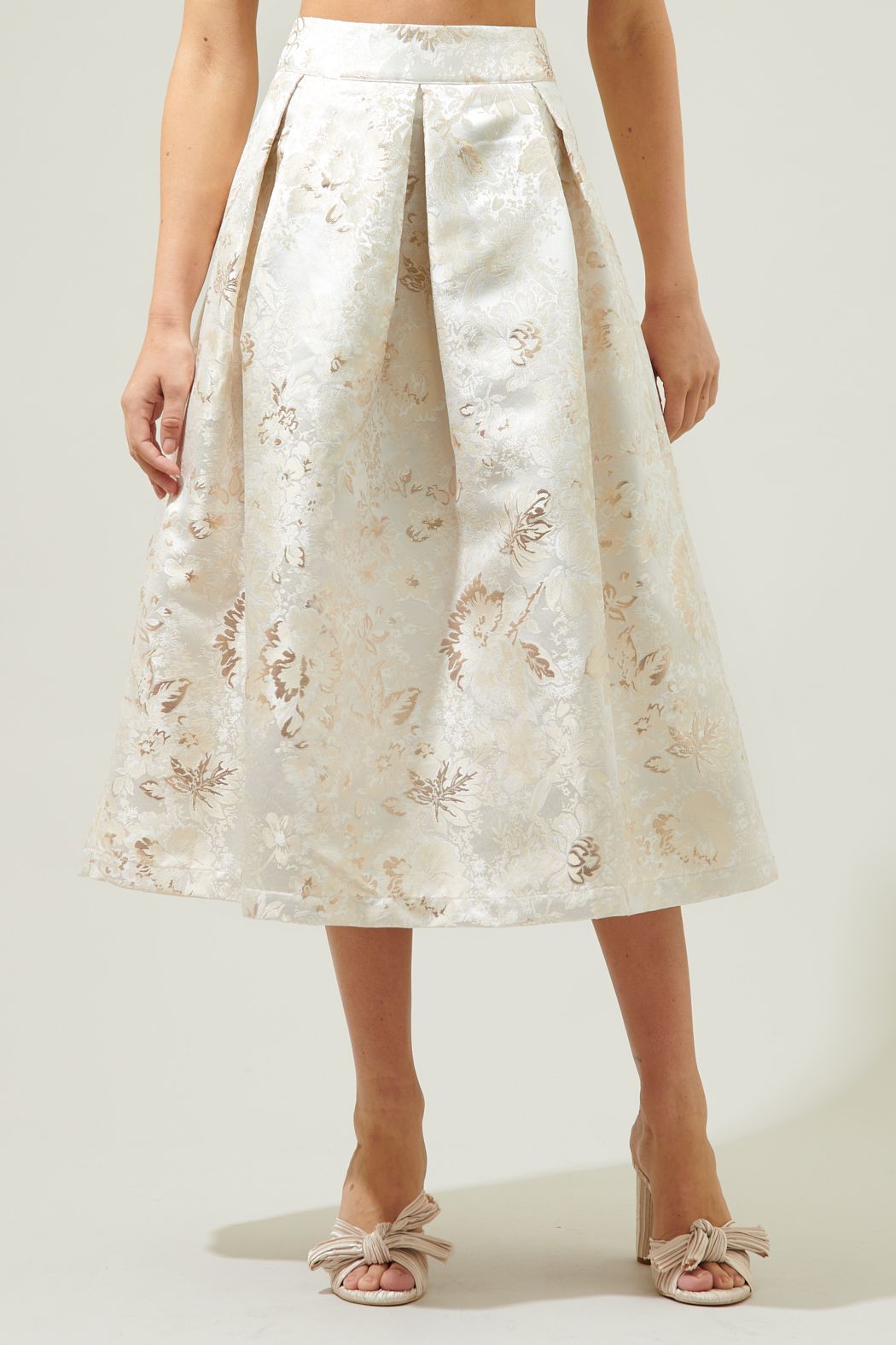 Champagne Queen Pleated Midi Skirt