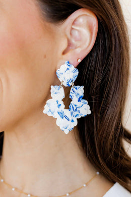The Mal Statement Earrings-Blue China