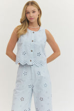 Load image into Gallery viewer, Coastal Blooms Eyelet Top
