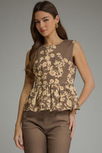 Load image into Gallery viewer, The Sweet Sophistication Peplum-Brown Floral
