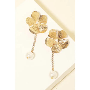 Flower Rhinestone Dangle Earrings