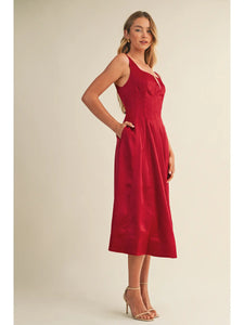 The Sweetest Harmony Midi Dress-Cherry