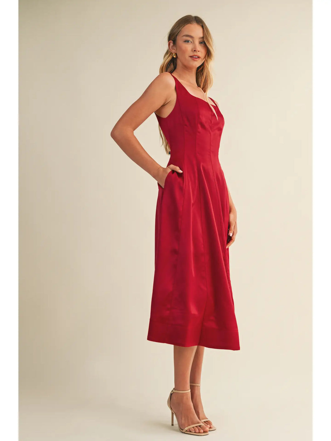The Sweetest Harmony Midi Dress-Cherry