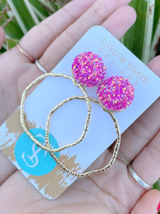 Glitter Top Hoops