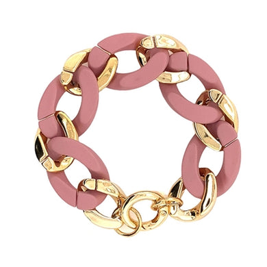 Gold and Pink Chain Bracelet