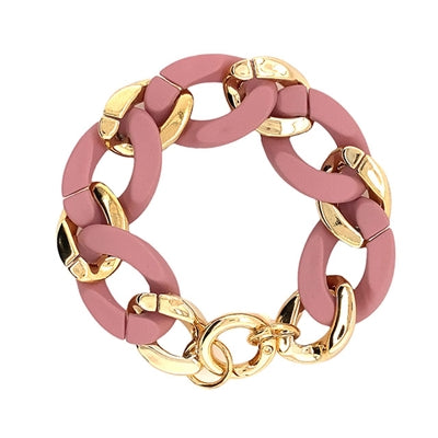 Gold and Pink Chain Bracelet