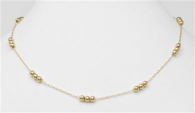 Gold Bead and Gold Chain Necklace