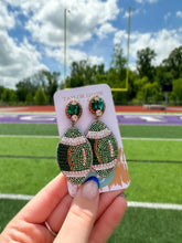 Load image into Gallery viewer, Glitz &amp; Glam Beaded Football Earrings