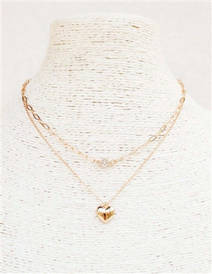 Dainty Layered Necklace with Heart Charm