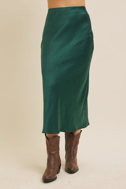 Falling Gracefully Silk Skirt-Hunter Green