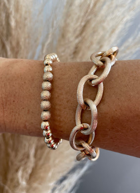 Small Gold Bead and Textured Gold Bracelet