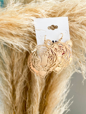 Gold Metal Tiger Head Earring
