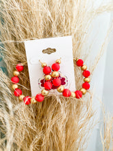 Load image into Gallery viewer, Colored Clay with Textured Gold Hoop Earrings