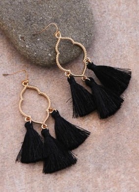 Boho Black Tassel Earrings