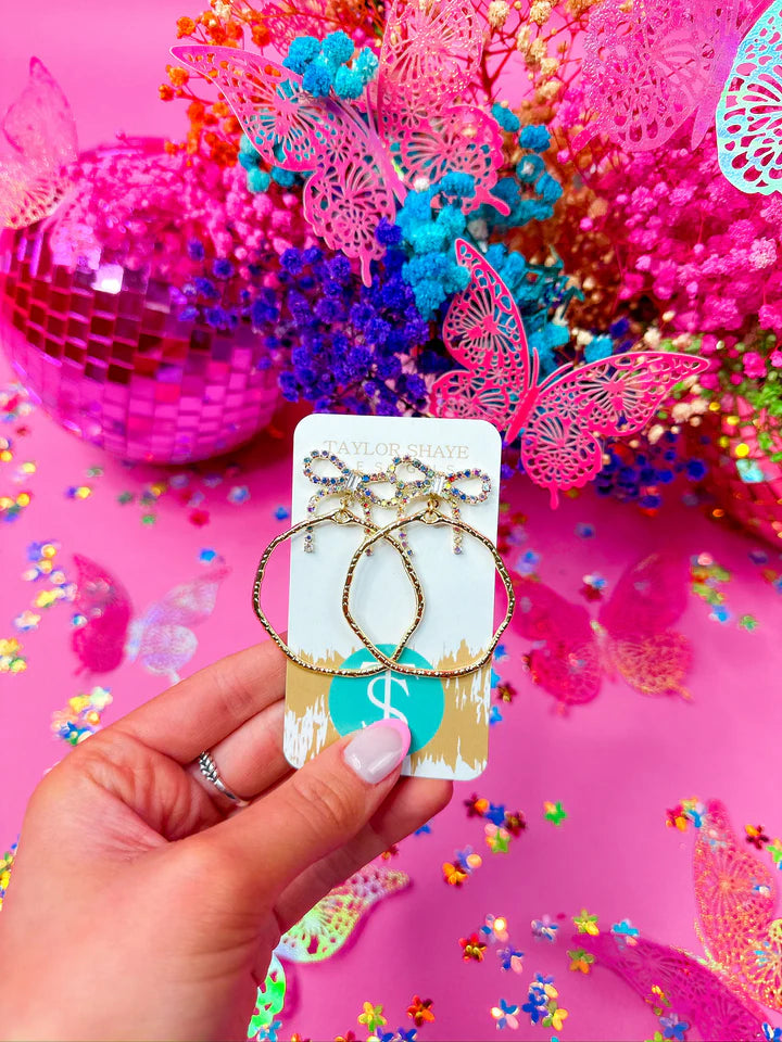 Nina Bow Hoops-Iridescent