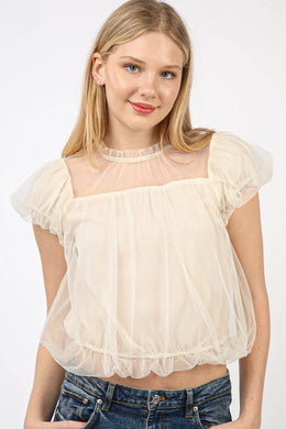 Timeless Beauty Mesh Top-Ivory