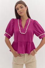 Load image into Gallery viewer, Pretty with Peplum Top-Magenta