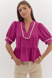 Pretty with Peplum Top-Magenta