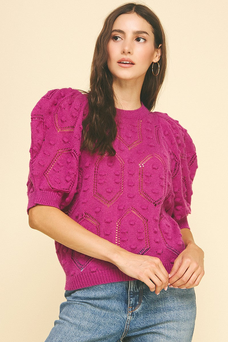 A Modern Classic Knit Sweater-Magenta