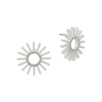 Matte Silver Sunburst with Rhinestone Studs