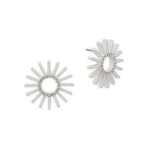 Matte Silver Sunburst with Rhinestone Studs