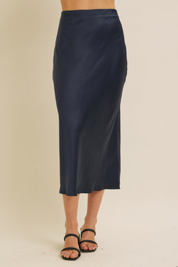 Falling Gracefully Silk Skirt-Navy