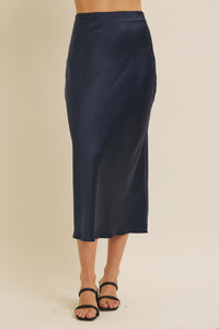 Falling Gracefully Silk Skirt-Navy