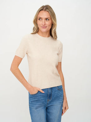 The Cara Short Sleeve Knit-Oat
