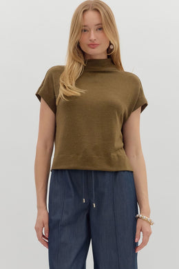 The Russet Glow Knit Sweater-Olive