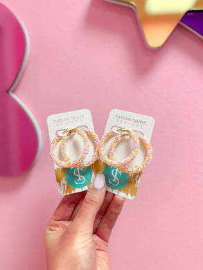 Glitter Hinge Hoops-Peach