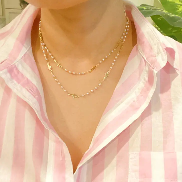 Pearls and Crosses Necklace