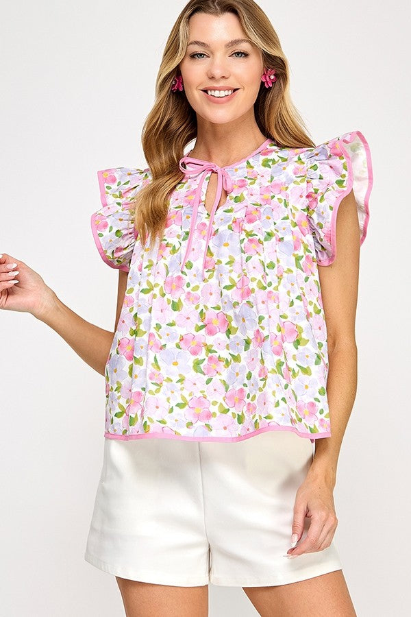 Sweet Peony Floral Top