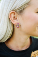 Load image into Gallery viewer, Beaded Football Stud-Purple/Gold