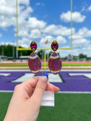 Glitz & Glam Beaded Football Earrings