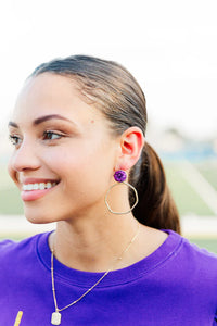 Glitter Top Round Hoops-Purple