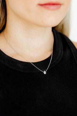 The Paloma Pear Drop Necklace-Silver