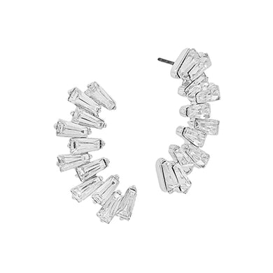 Silver Rhinestone Moon Earring