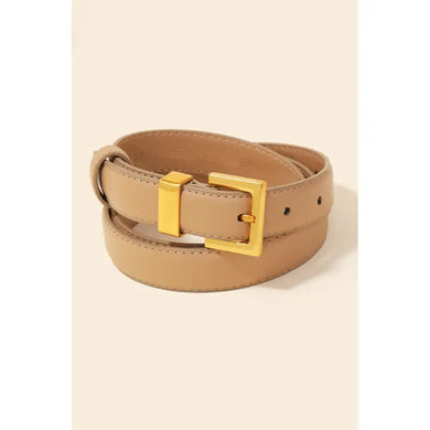 Faux Leather Square Buckle Belt