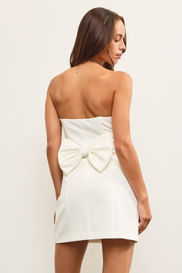 The Bella Bow Detail White Mini Dress