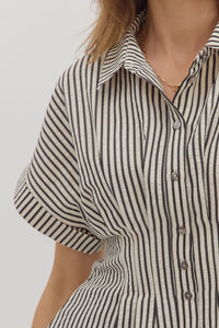 Gone Again Striped Top-Black