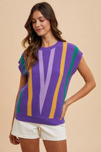 Load image into Gallery viewer, Striped Mardi Gras Sweater Top