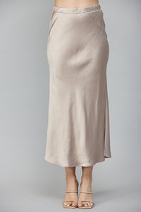 Season of Grace Silk Skirt- Taupe
