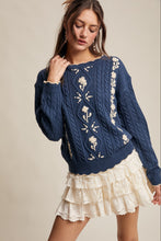 Load image into Gallery viewer, The Belle Stitch Sweater- Teal Blue